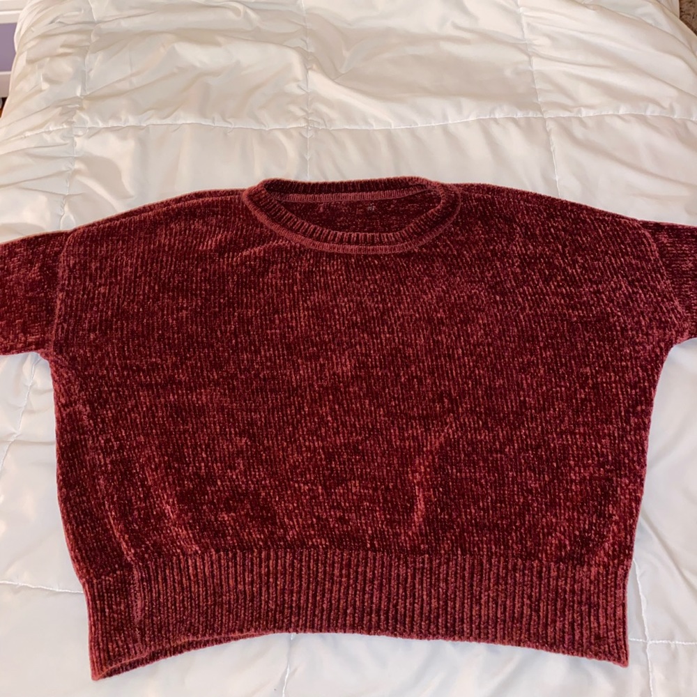Velvet Maroon Cropped Sweater